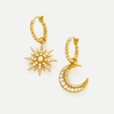 Moonlight Charm Hoop Earrings